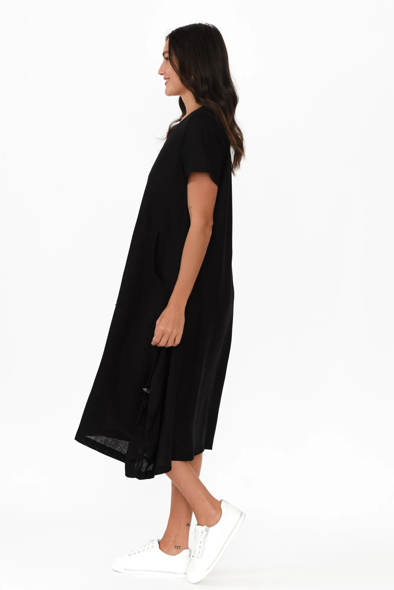 Erisa Black Linen Cotton Dress sold by Blue Bungalow product image thumbnail 3