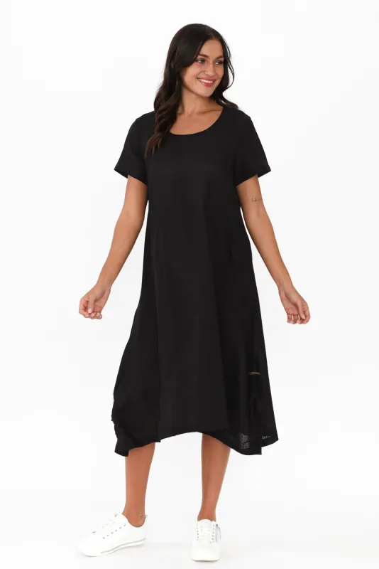 Erisa Black Linen Cotton Dress sold by Blue Bungalow