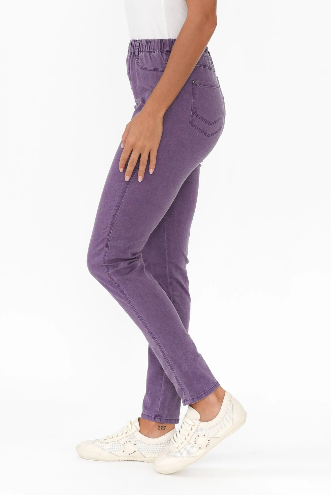 Teri Purple Stretch Cotton Pants sold by Blue Bungalow product image thumbnail 3