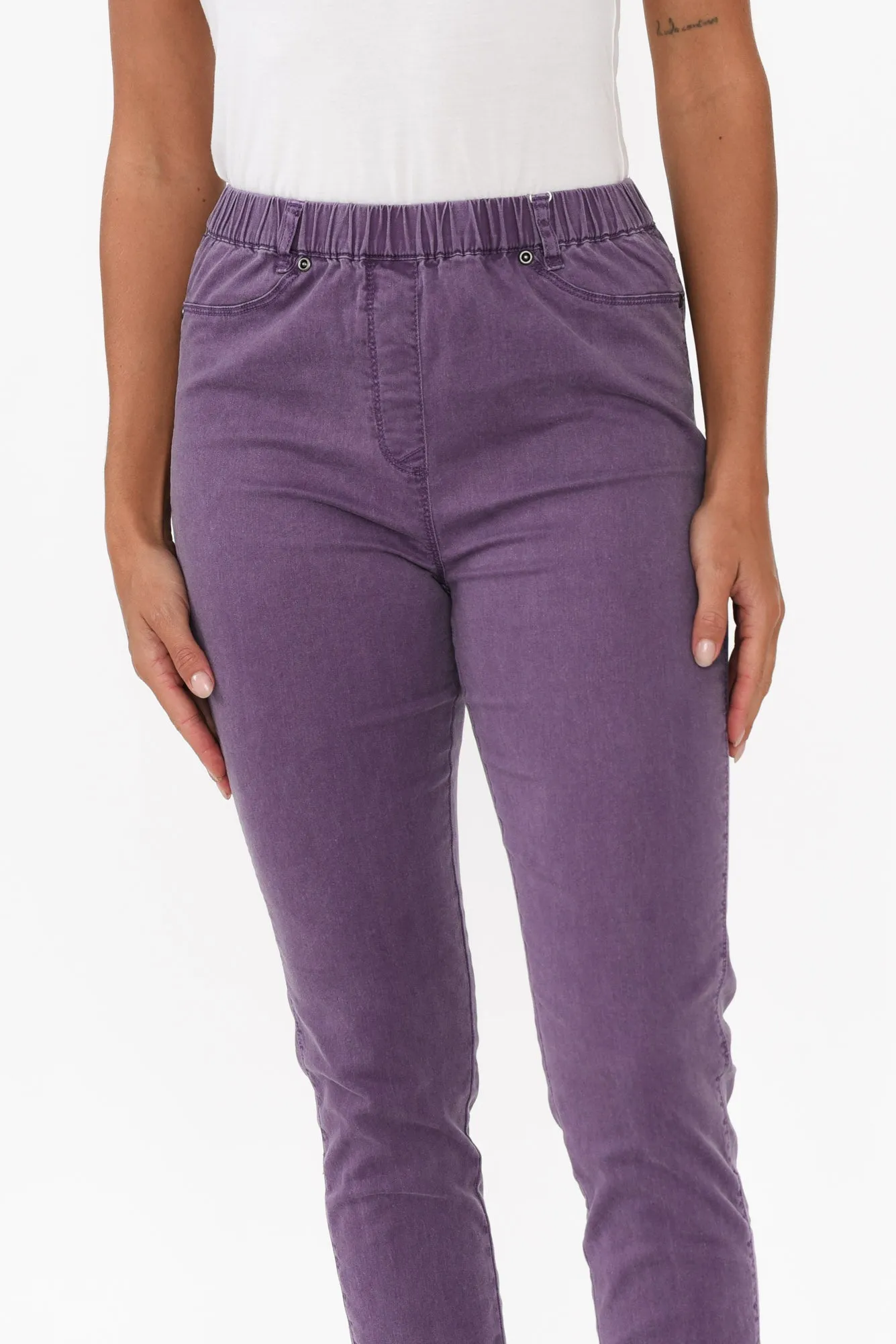 Teri Purple Stretch Cotton Pants sold by Blue Bungalow product image thumbnail 5