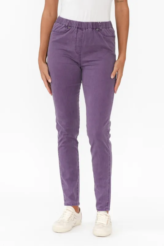 Teri Purple Stretch Cotton Pants sold by Blue Bungalow