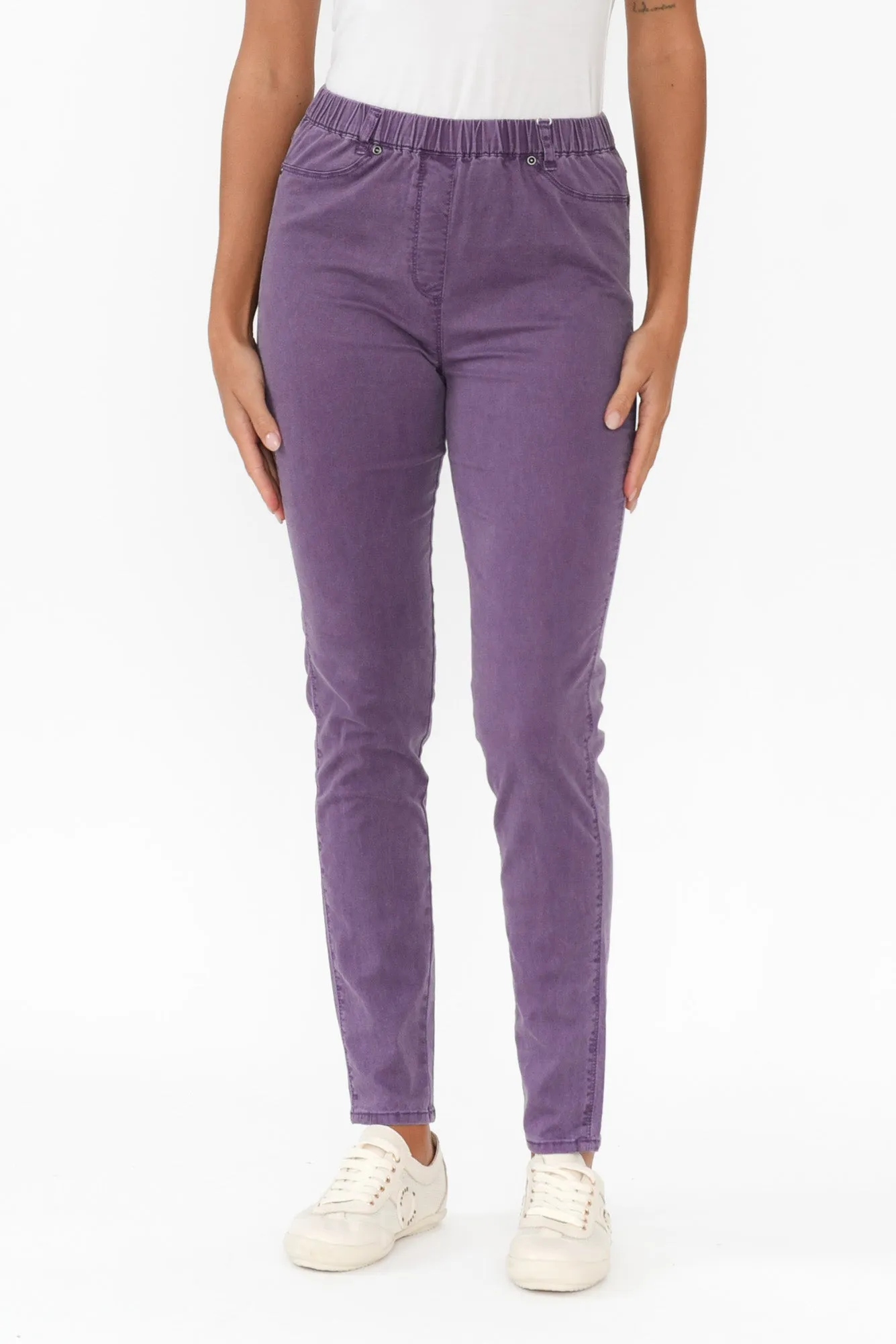 Teri Purple Stretch Cotton Pants sold by Blue Bungalow