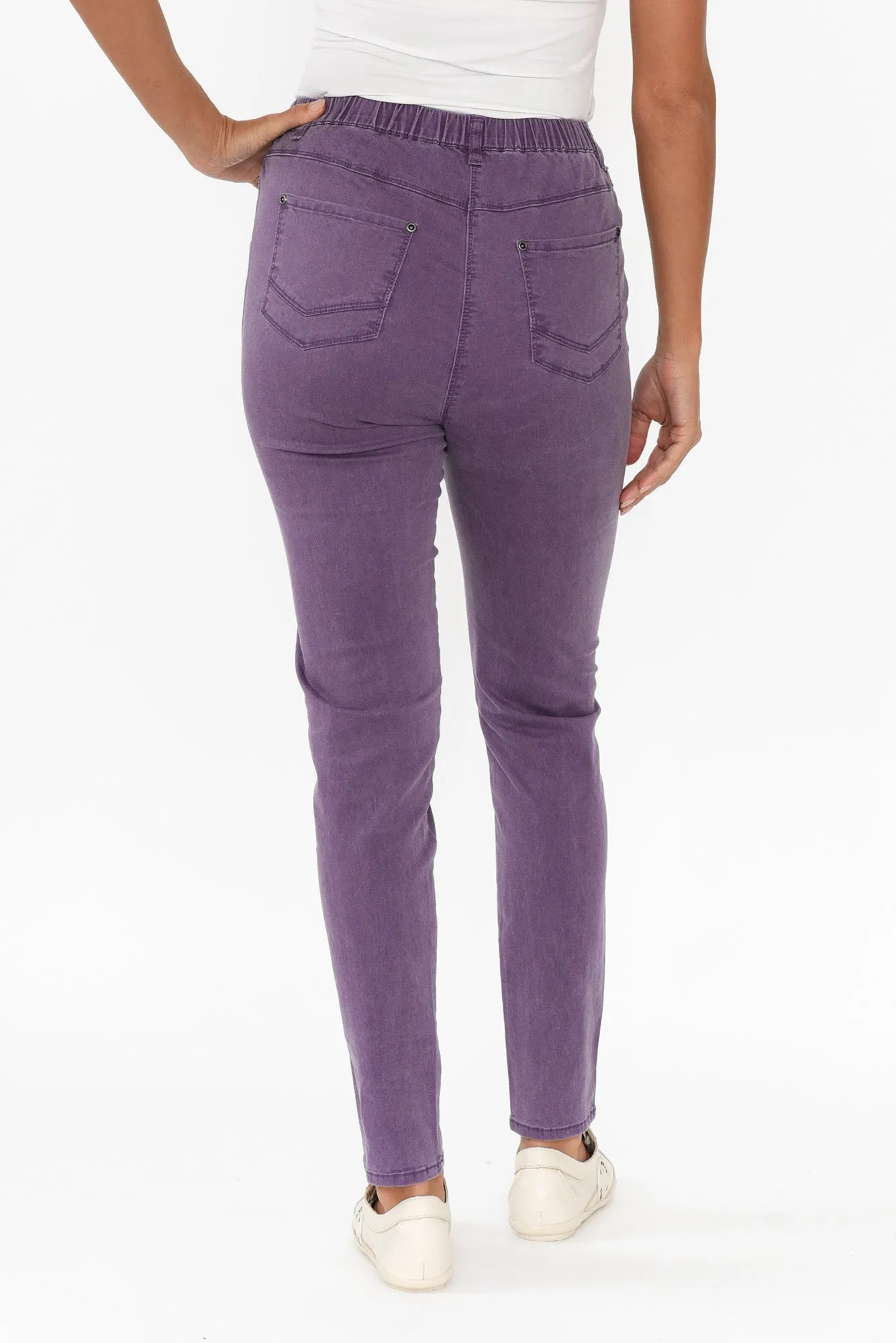 Teri Purple Stretch Cotton Pants sold by Blue Bungalow product image thumbnail 4