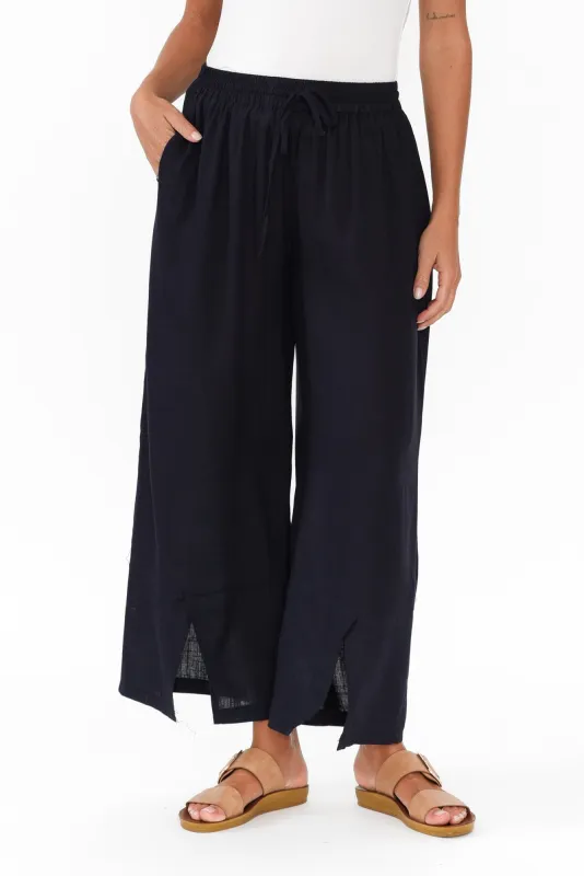 Tisha Navy Linen Cotton Pants sold by Blue Bungalow