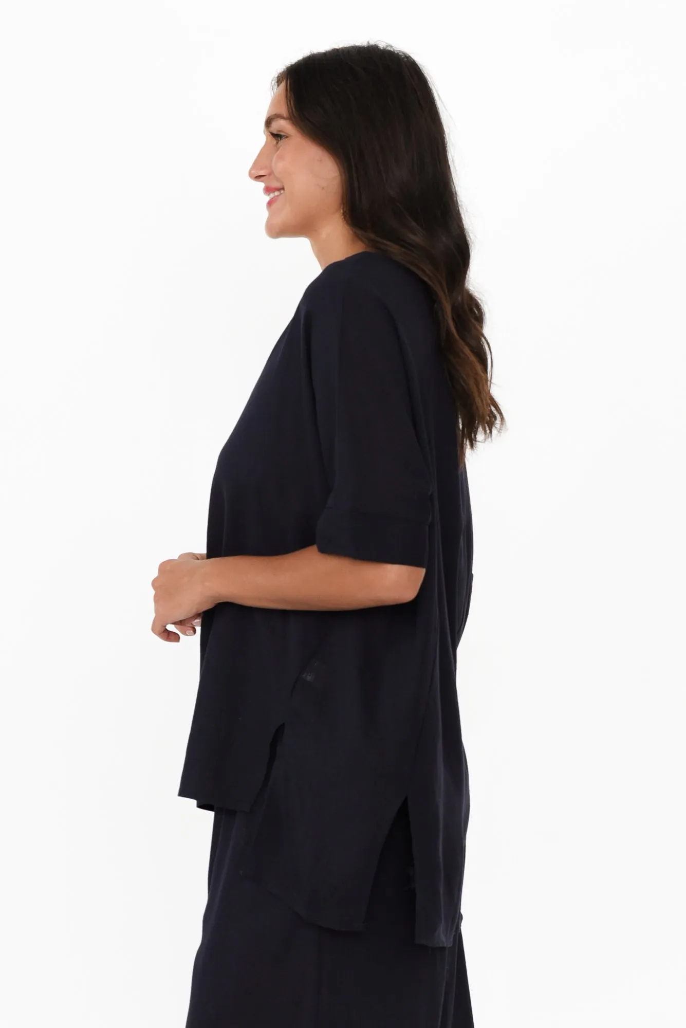 Patsy Navy Linen Cotton Top sold by Blue Bungalow product image thumbnail 3