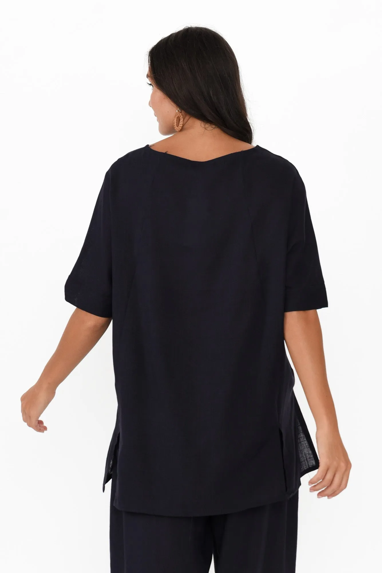 Patsy Navy Linen Cotton Top sold by Blue Bungalow product image thumbnail 4