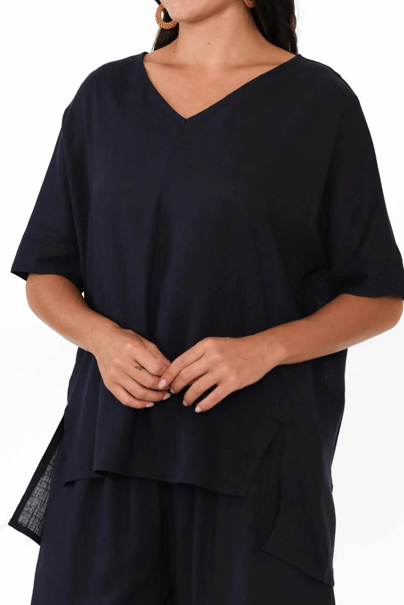 Patsy Navy Linen Cotton Top sold by Blue Bungalow product image thumbnail 5