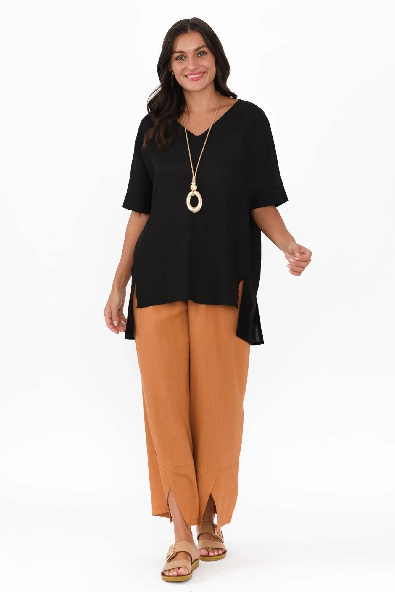 Patsy Black Linen Cotton Top sold by Blue Bungalow product image thumbnail 2