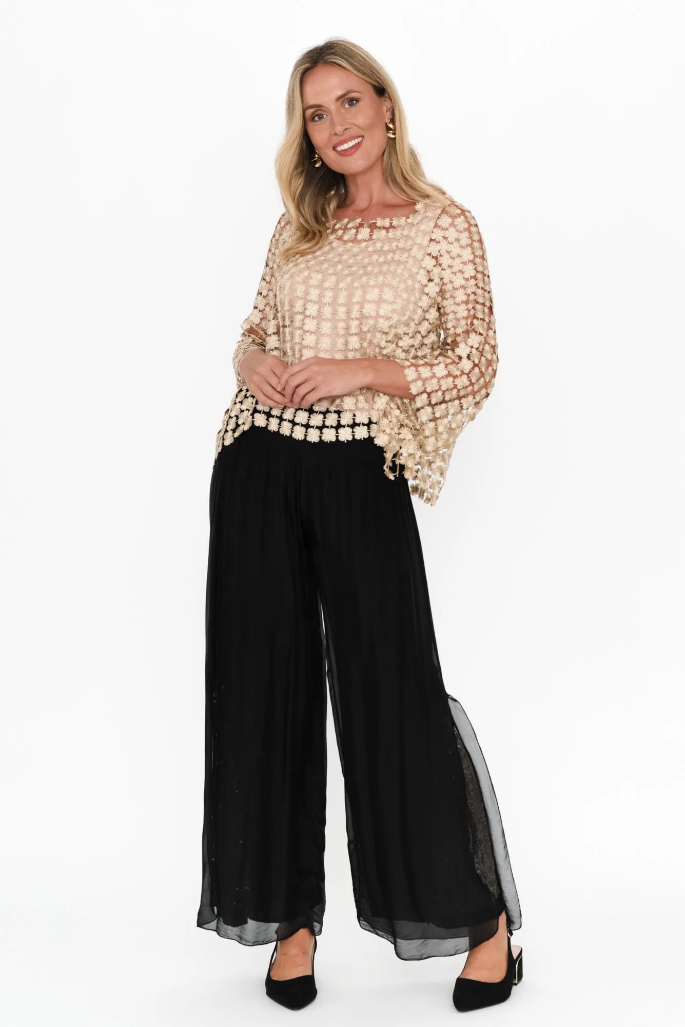 Carera Gold Embroidered Overlay Top sold by Blue Bungalow product image thumbnail 2