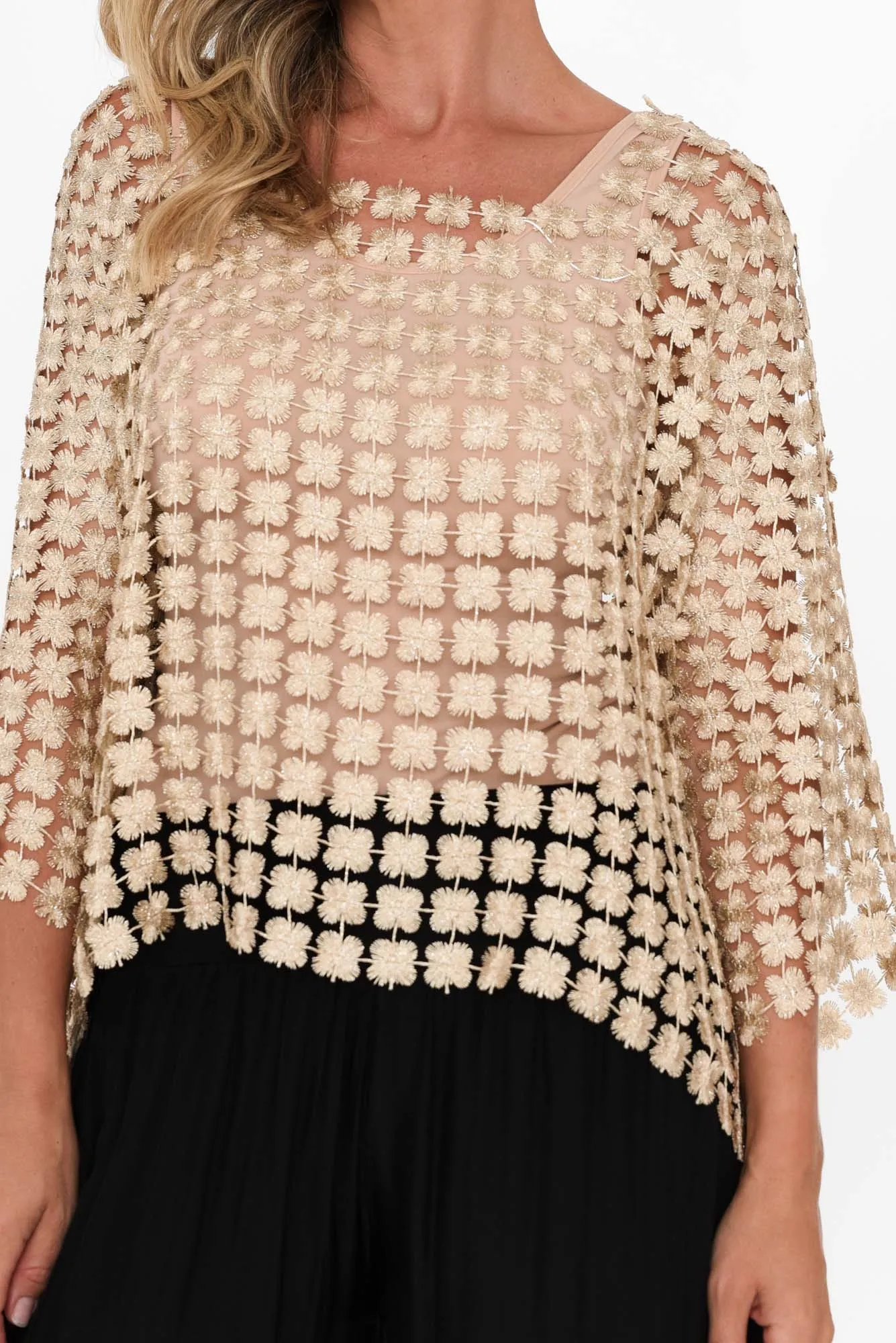 Carera Gold Embroidered Overlay Top sold by Blue Bungalow product image thumbnail 5