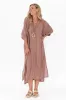 Catrin Pink Stripe Linen Kaftan sold by Blue Bungalow