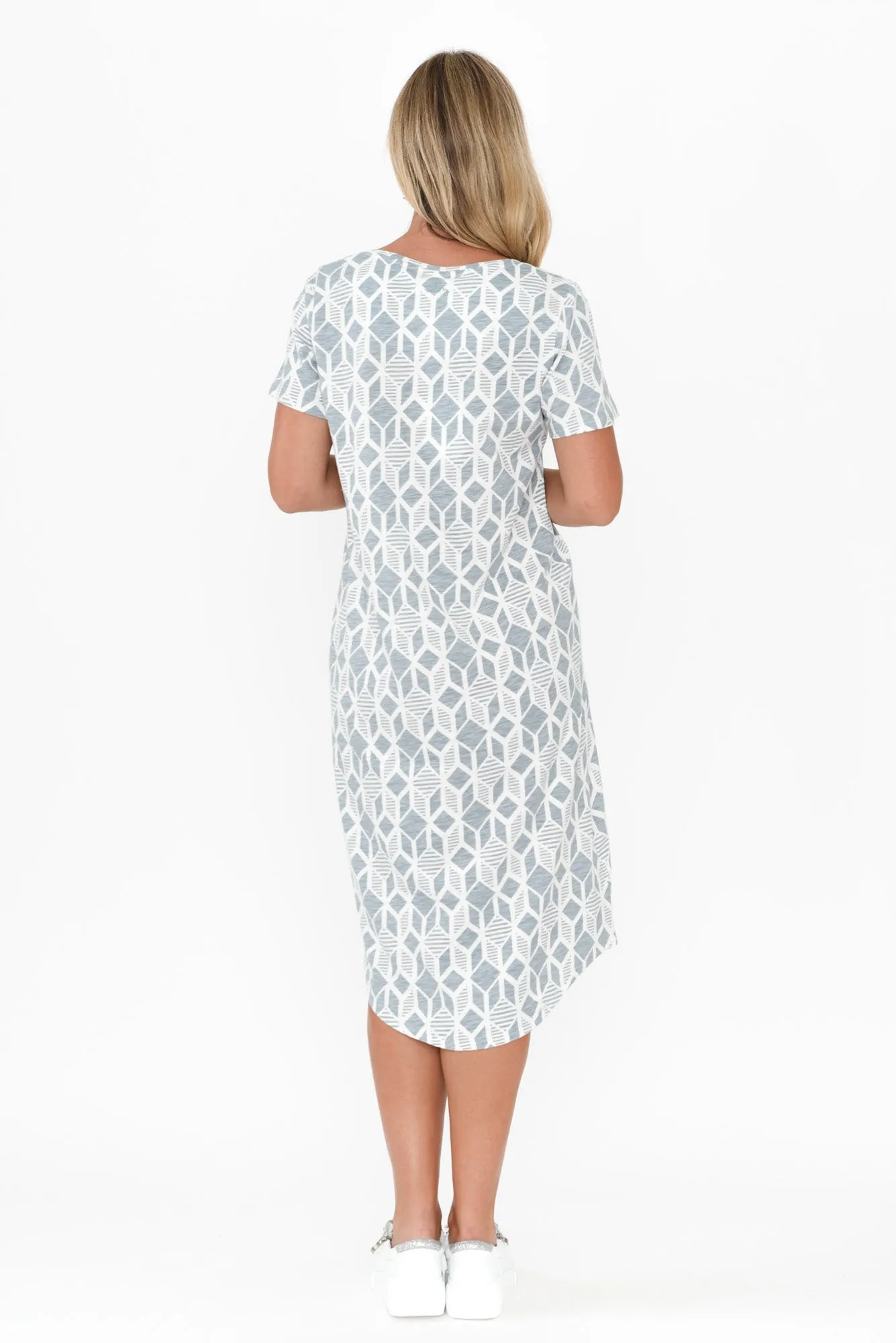 Illusion Blue Geo Cotton Tee Dress sold by Blue Bungalow product image thumbnail 4