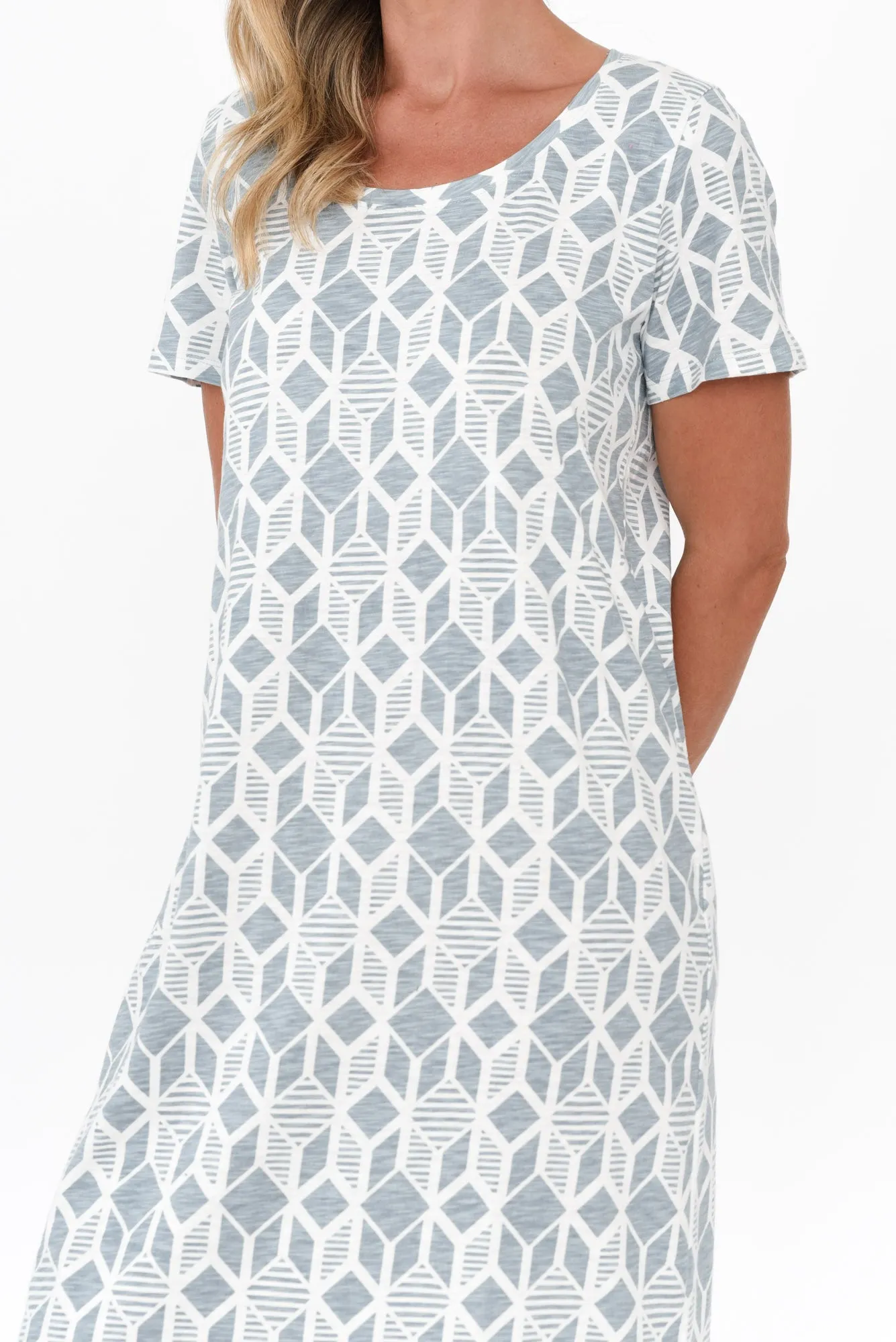 Illusion Blue Geo Cotton Tee Dress sold by Blue Bungalow product image thumbnail 5