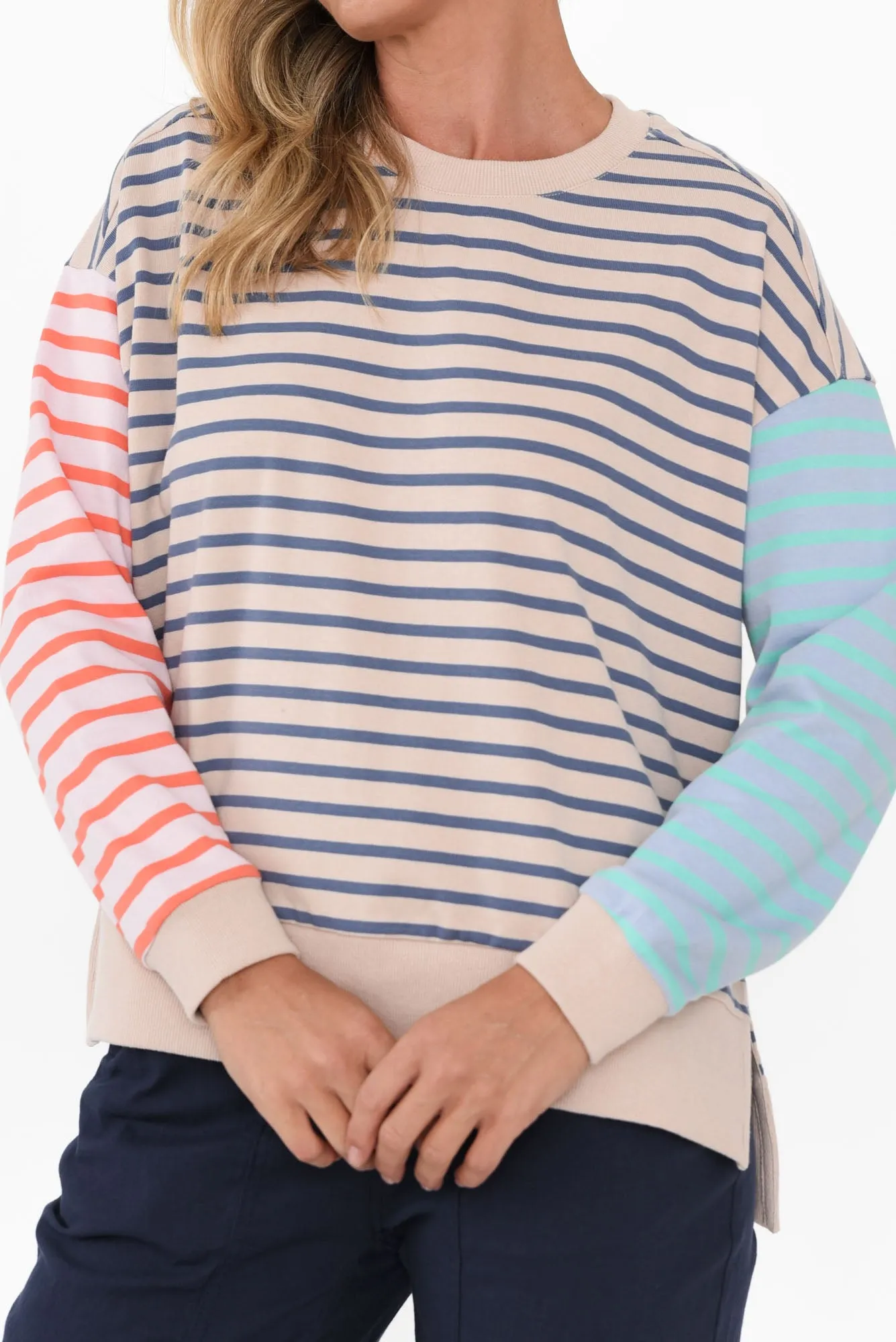 Maxwell Blue Stripe Crewneck Jumper sold by Blue Bungalow product image thumbnail 5