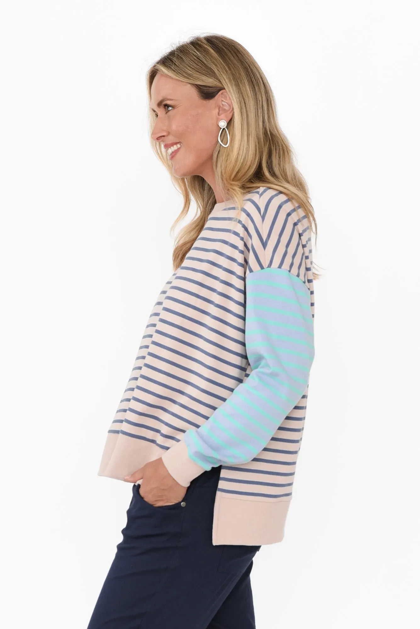 Maxwell Blue Stripe Crewneck Jumper sold by Blue Bungalow product image thumbnail 3