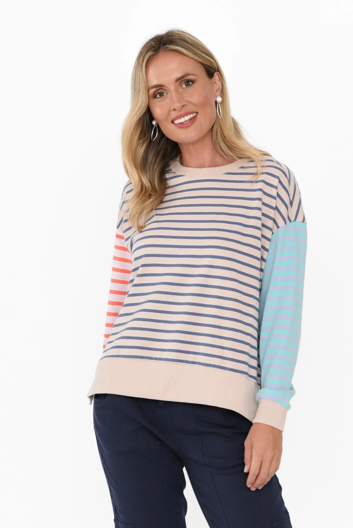 Maxwell Blue Stripe Crewneck Jumper sold by Blue Bungalow