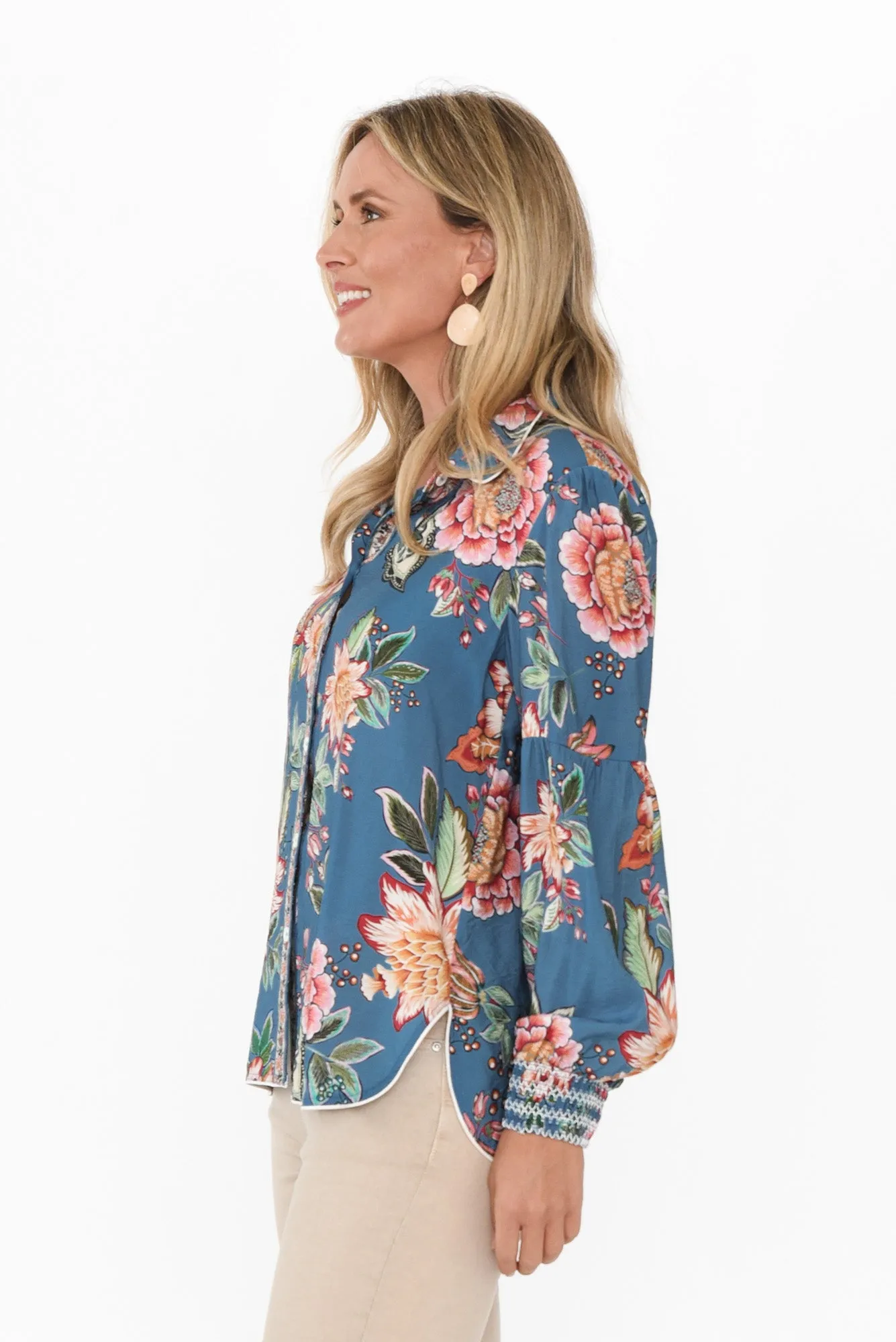 Vintage Blue Rose Collared Shirt sold by Blue Bungalow product image thumbnail 3