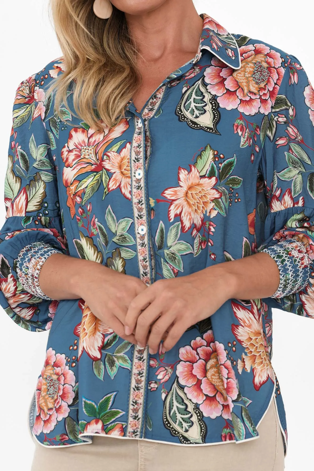 Vintage Blue Rose Collared Shirt sold by Blue Bungalow product image thumbnail 5