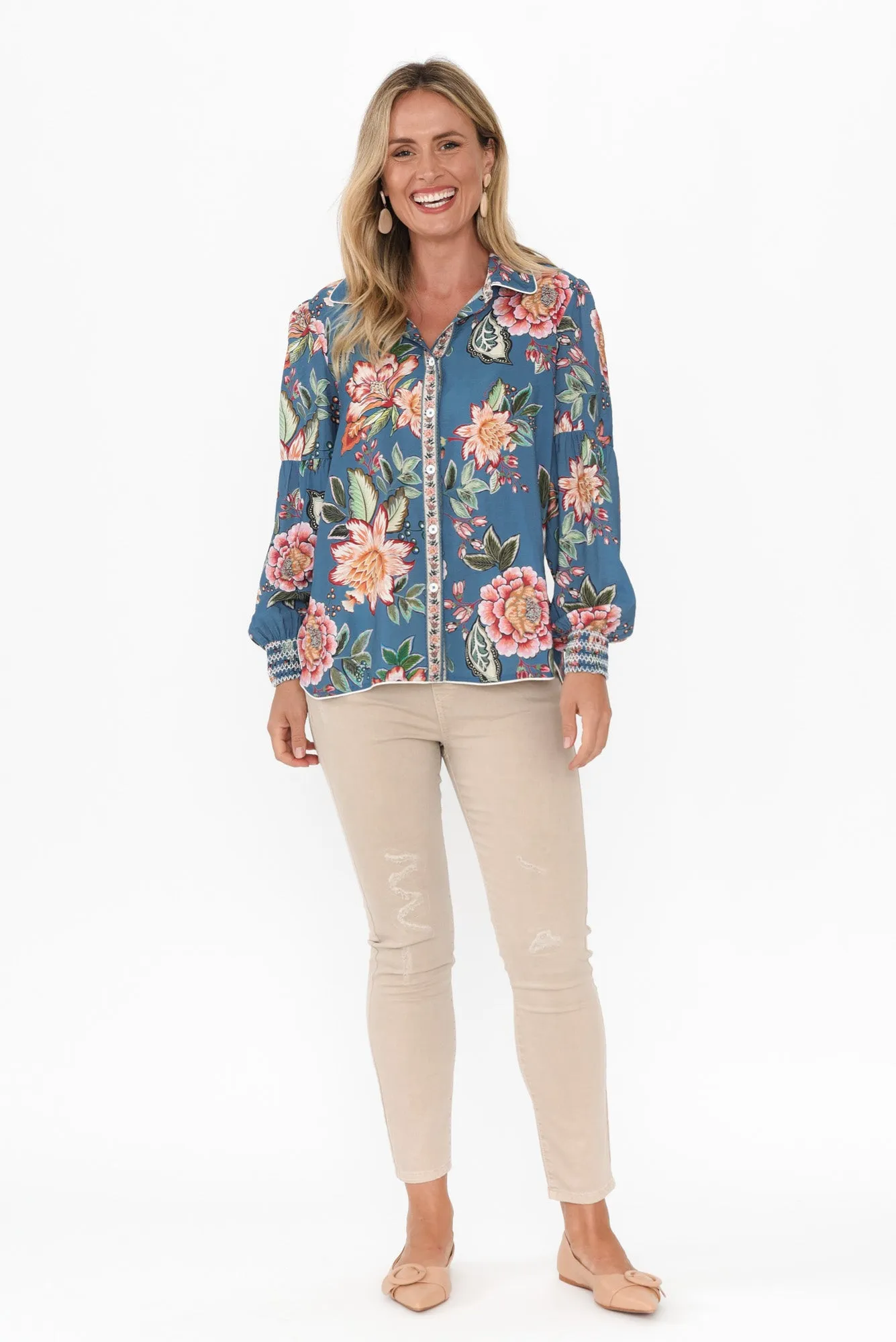 Vintage Blue Rose Collared Shirt sold by Blue Bungalow product image thumbnail 2