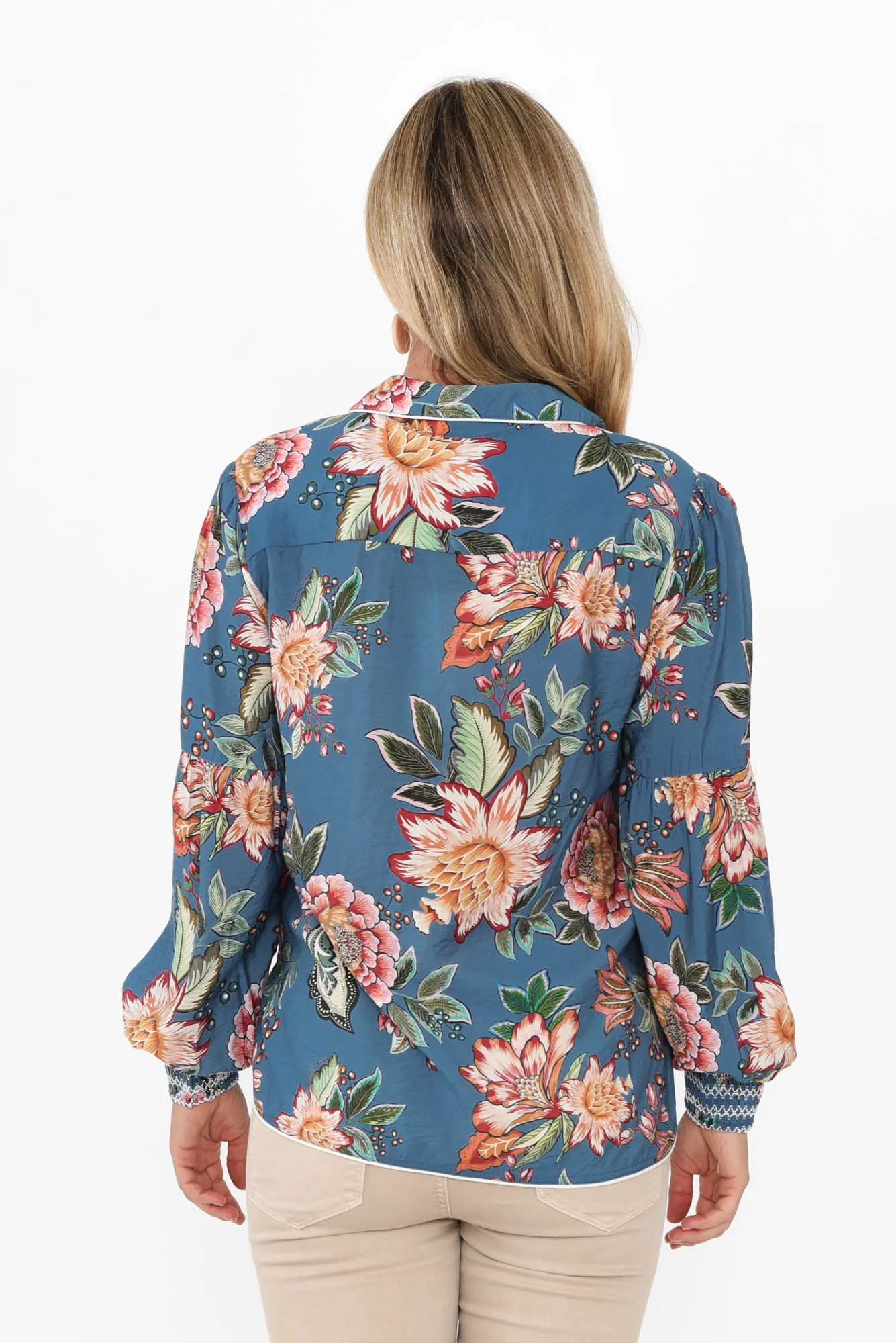 Vintage Blue Rose Collared Shirt sold by Blue Bungalow product image thumbnail 4