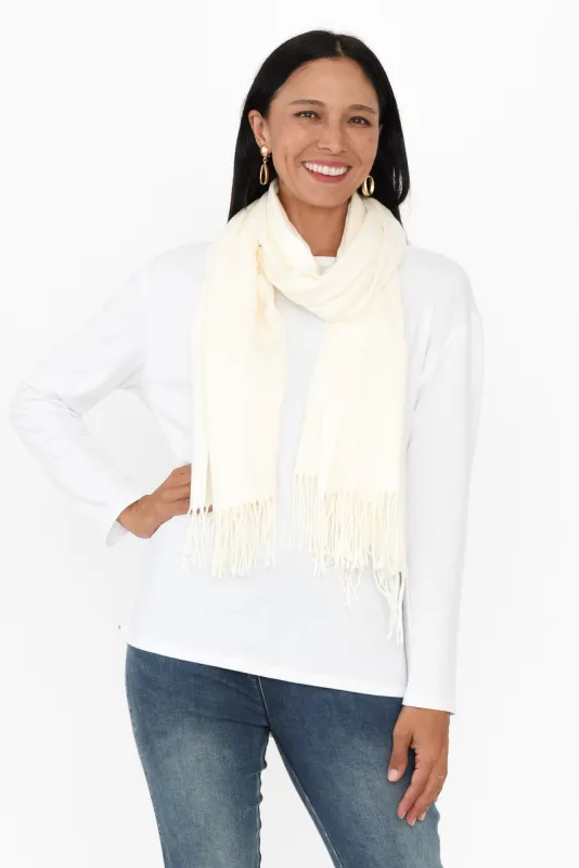 Frieda White Cashmere Scarf sold by Blue Bungalow