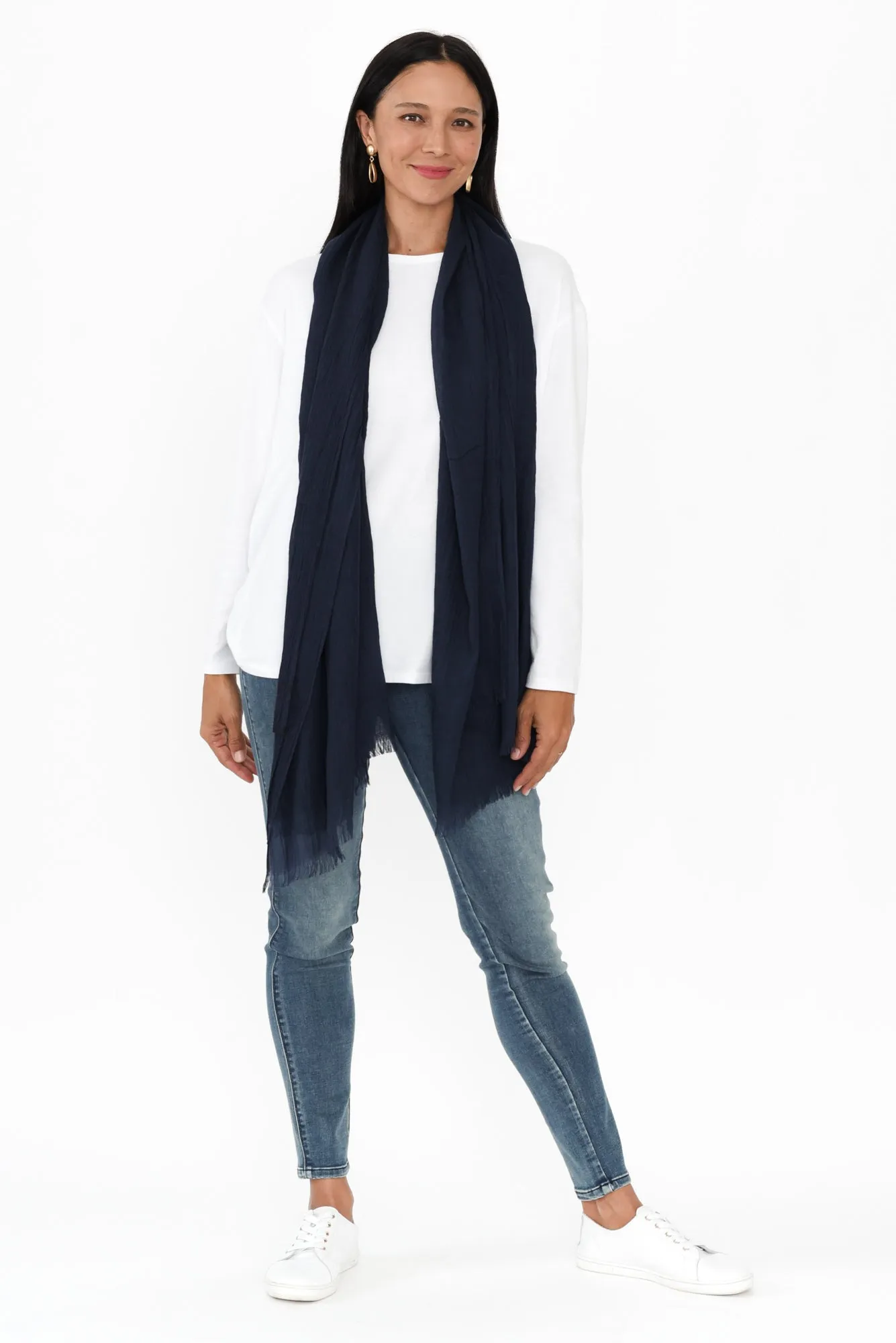 Gracie Navy Bamboo Scarf sold by Blue Bungalow product image thumbnail 2
