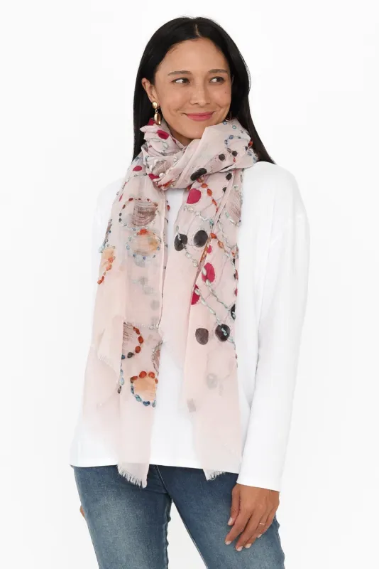 Clarice Blush Abstract Wool Scarf sold by Blue Bungalow