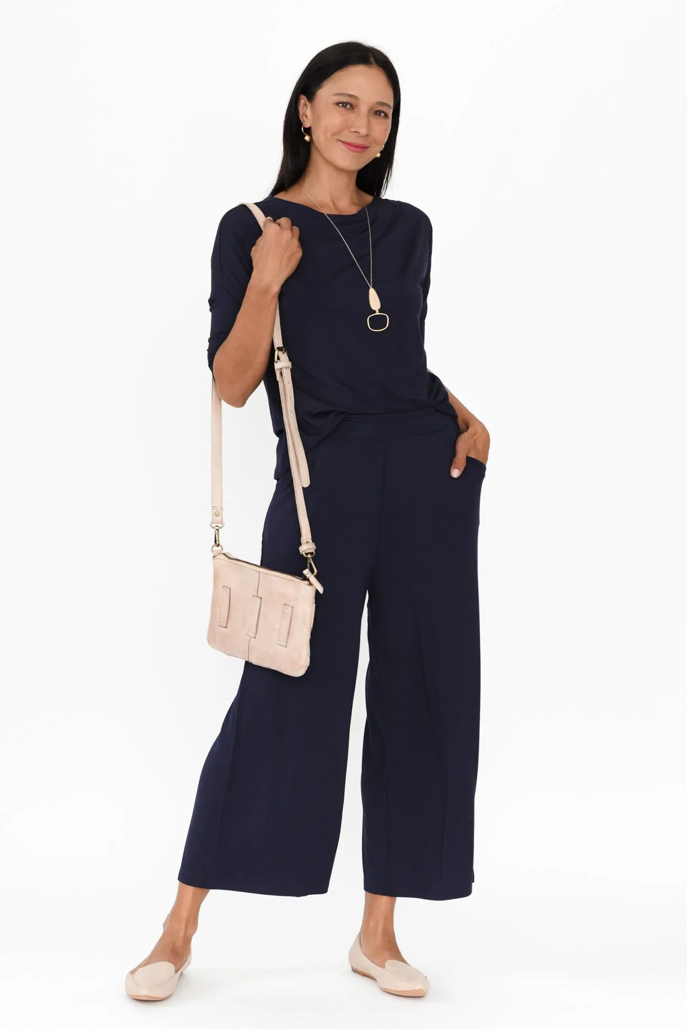 Ciara Navy Bamboo Resort Pants sold by Blue Bungalow product image thumbnail 2