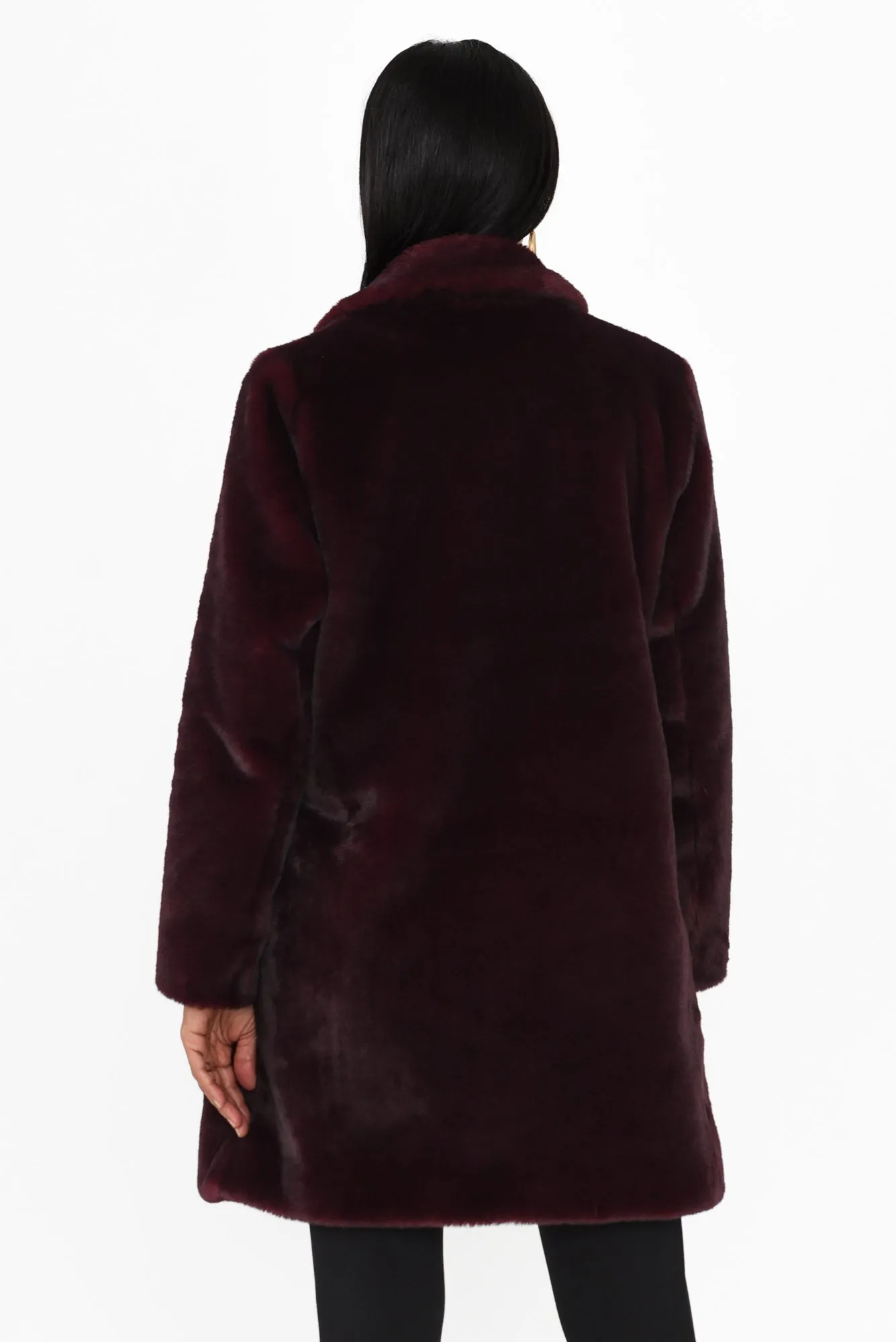 Jungle Maroon Faux Fur Jacket sold by Blue Bungalow product image thumbnail 4