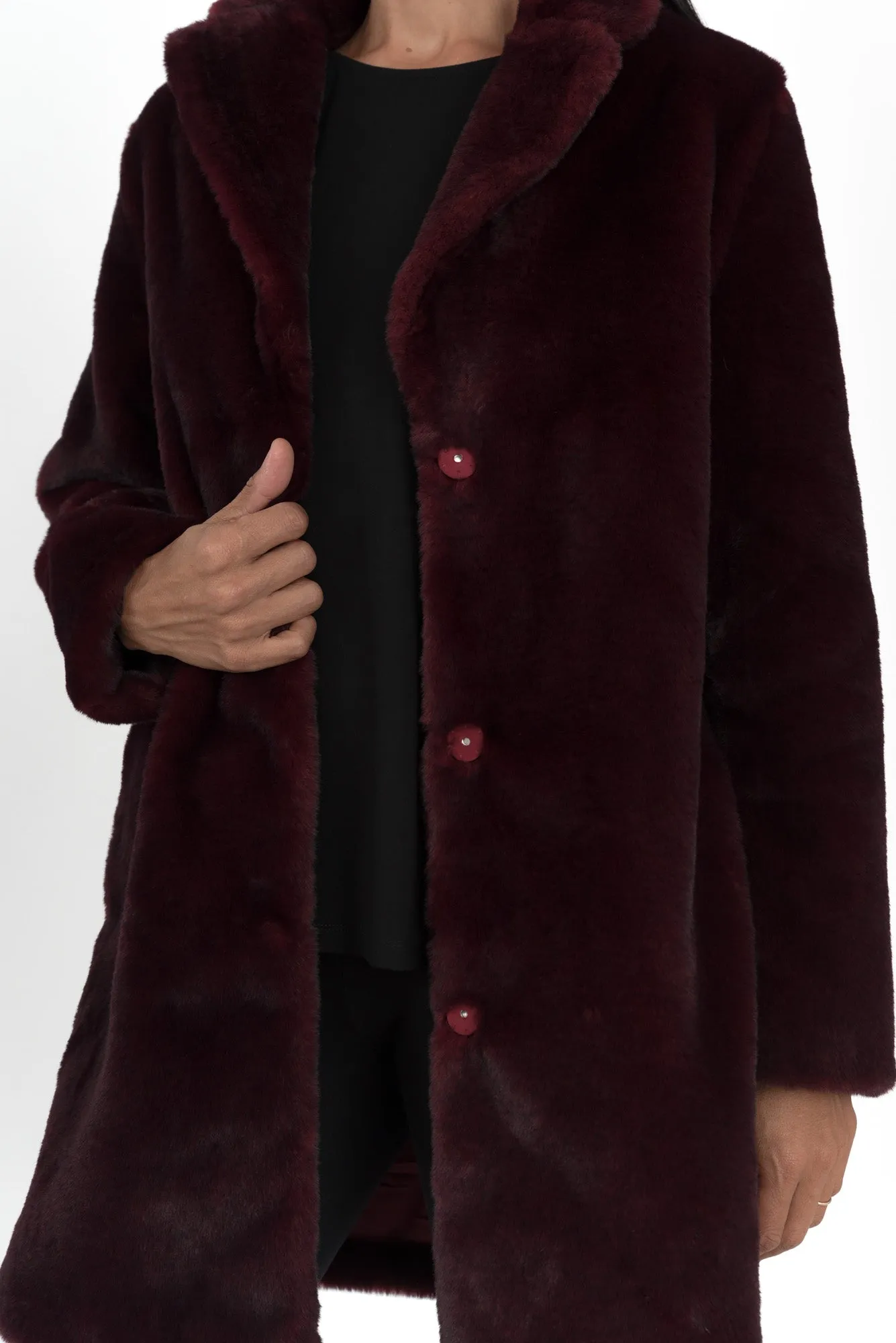 Jungle Maroon Faux Fur Jacket sold by Blue Bungalow product image thumbnail 5