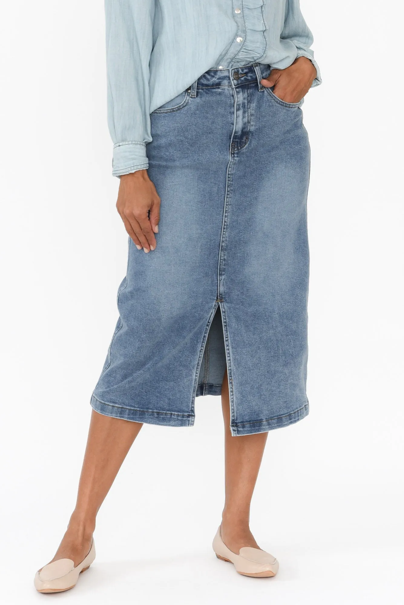 Republic Blue Denim Skirt sold by Blue Bungalow