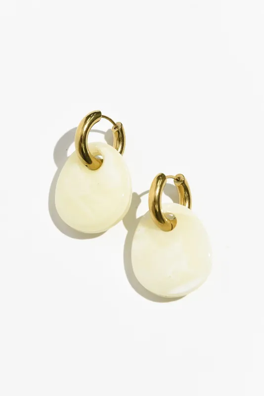 Rumi Ivory Hoop Earrings sold by Blue Bungalow