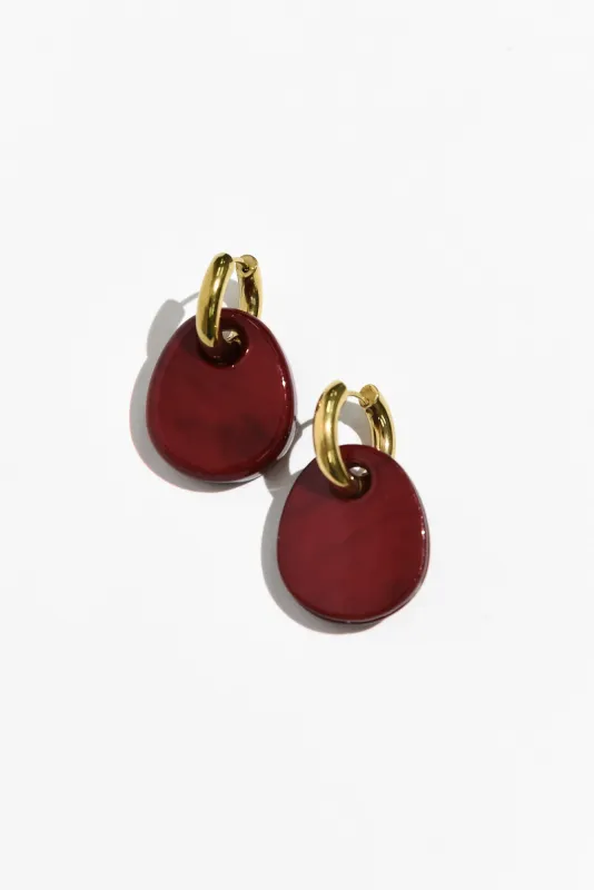 Rumi Red Hoop Earrings sold by Blue Bungalow