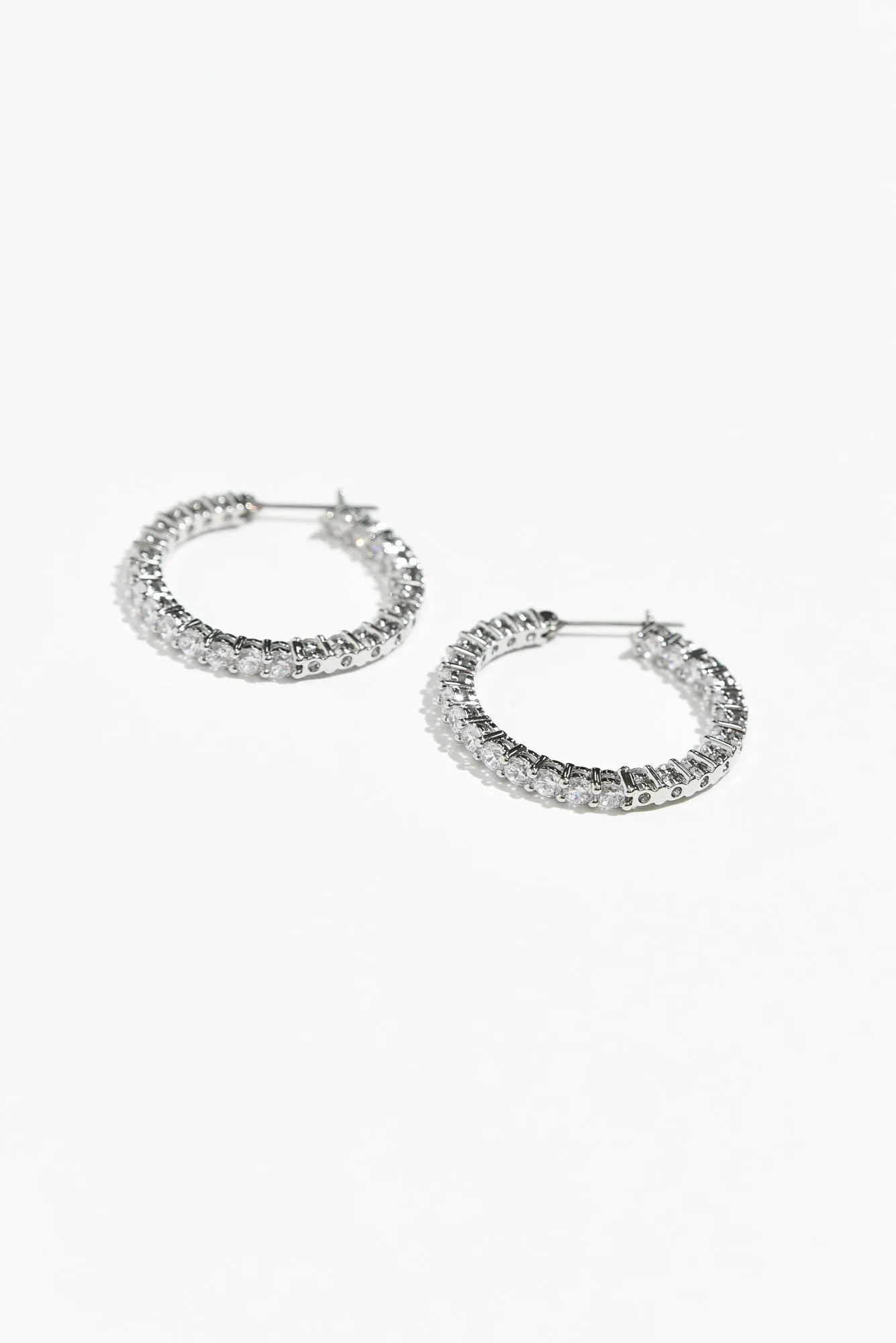 Dolce Vita Silver Diamante Hoop Earrings sold by Blue Bungalow product image thumbnail 3