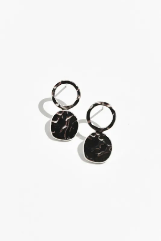 Gabe Silver Disc Drop Earrings sold by Blue Bungalow