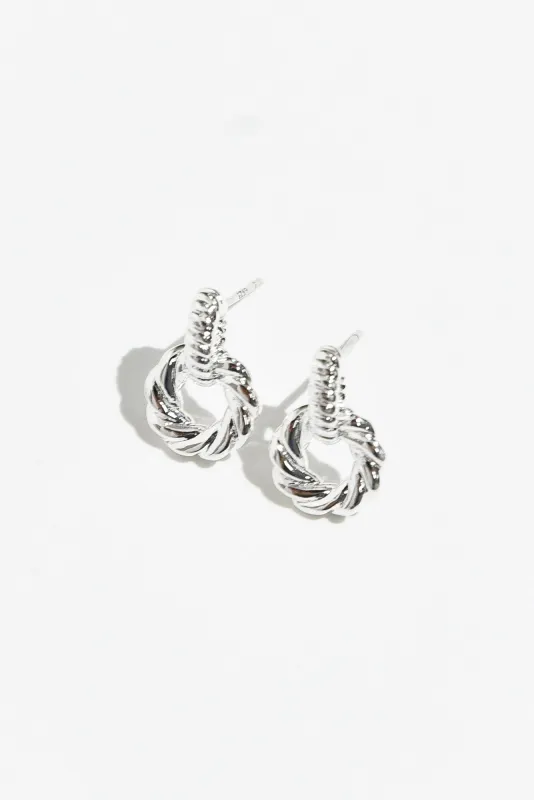 Bellae Silver Twisted Hoop Drop Earrings sold by Blue Bungalow