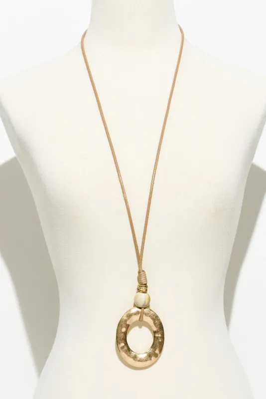 Manon Gold Oval Pendant Necklace sold by Blue Bungalow