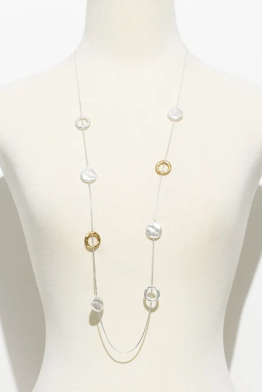 Rosaria Gold Pearl Circle Necklace sold by Blue Bungalow