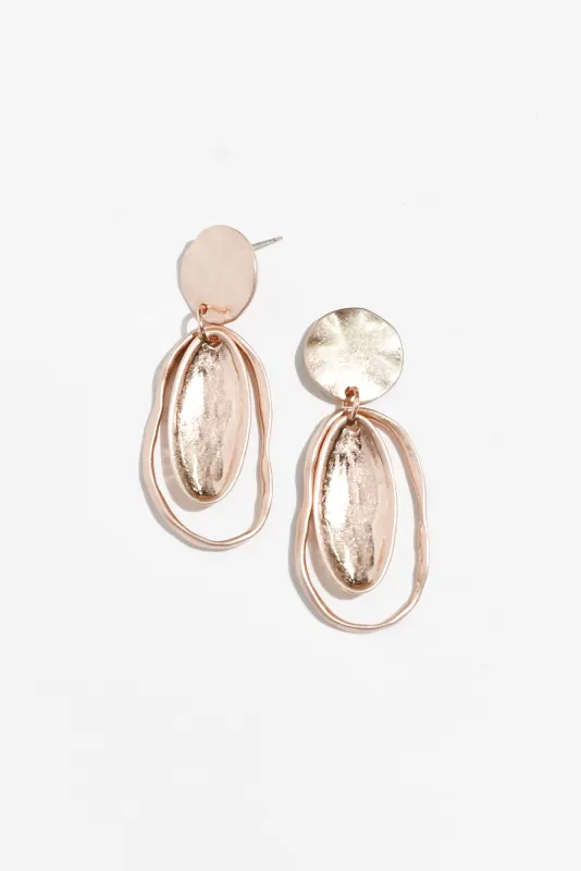 Rhea Rose Gold Oval Drop Earrings sold by Blue Bungalow