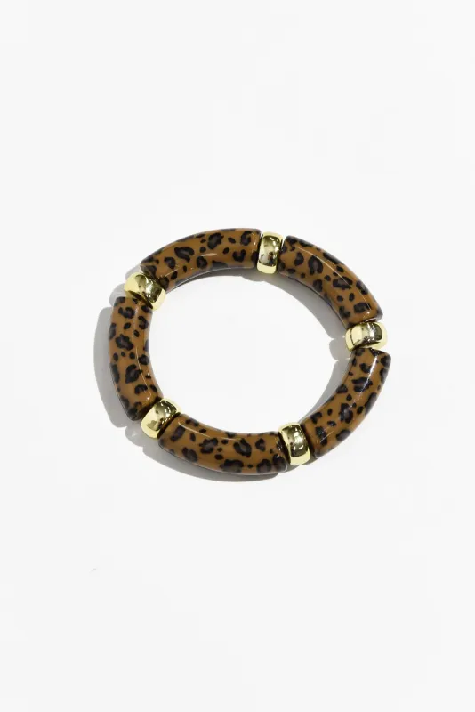 Dakota Brown Leopard Beaded Bracelet sold by Blue Bungalow