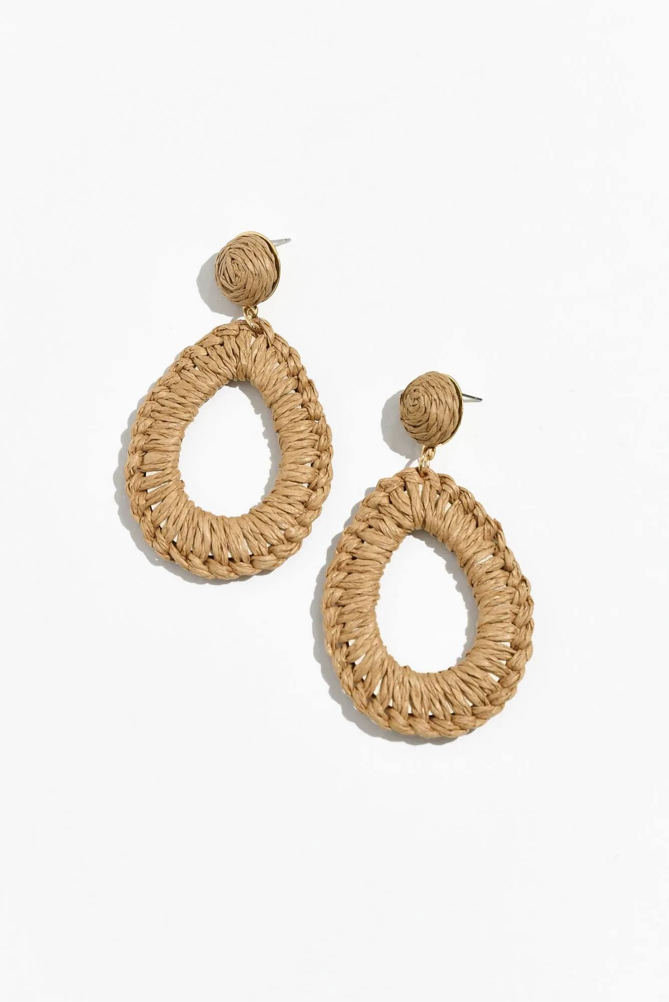 Janette Tan Weave Teardrop Earrings sold by Blue Bungalow
