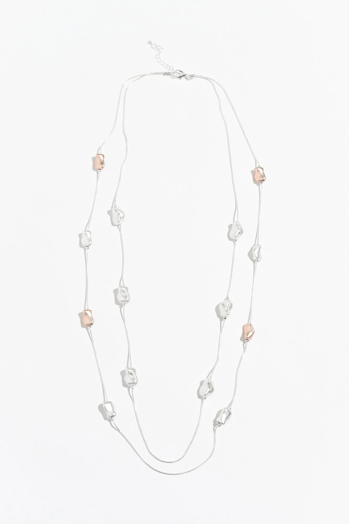 Kaliyah Silver Layered Beaded Necklace sold by Blue Bungalow product image thumbnail 2