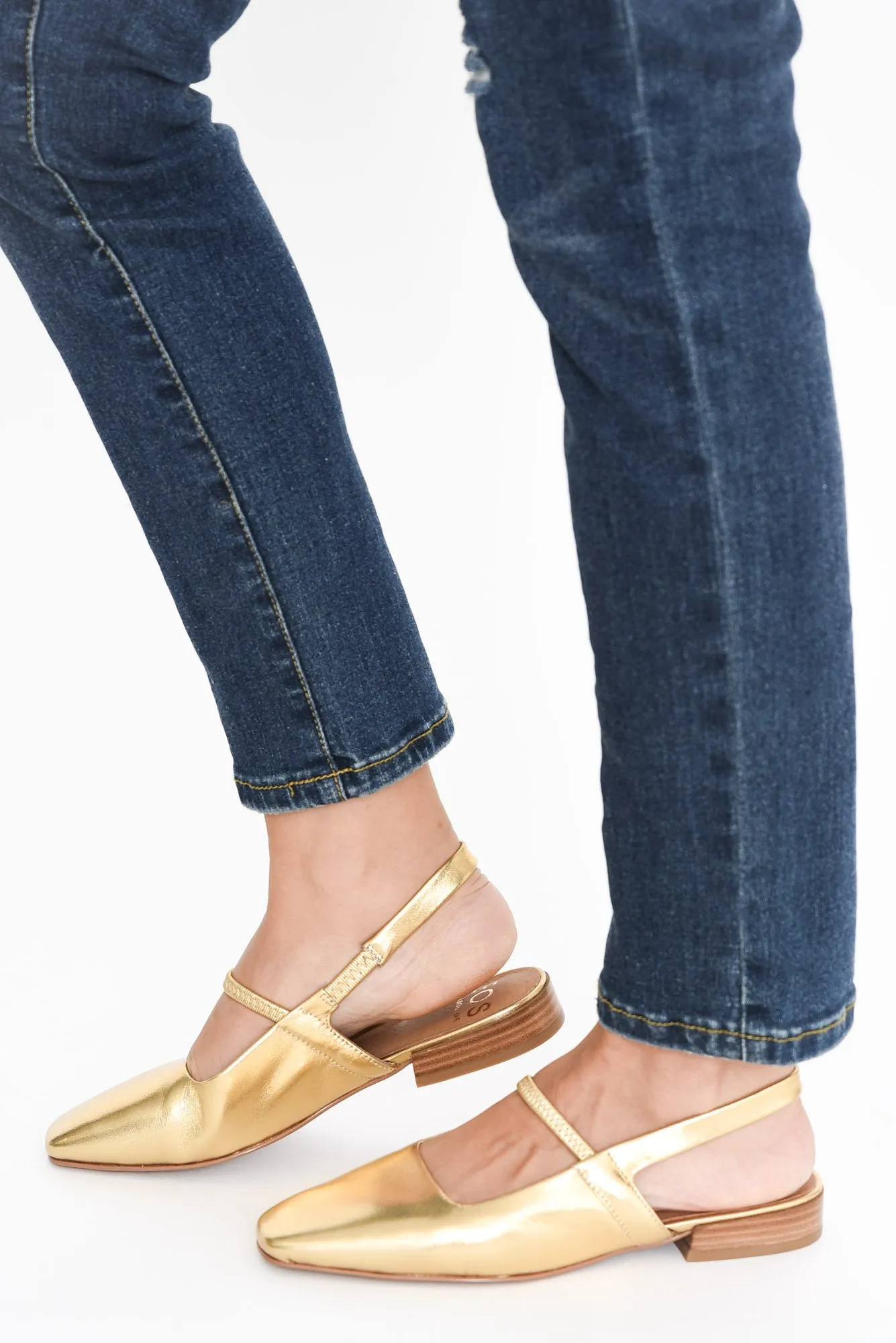 Sonu Gold Leather Slingback Mule sold by Blue Bungalow