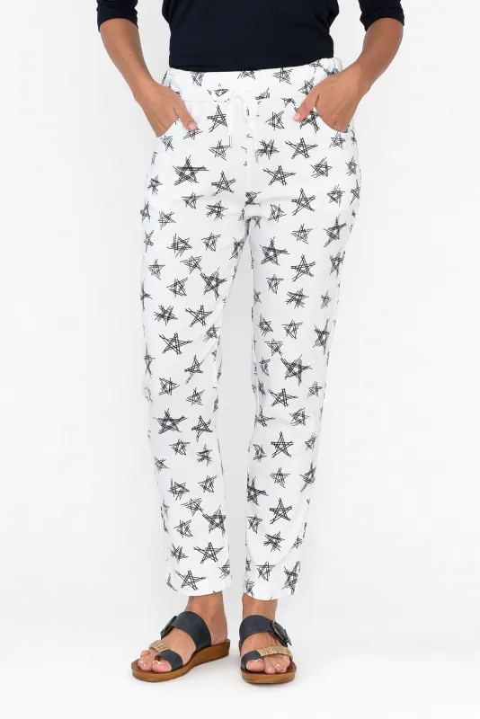 Boyce White Star Cotton Blend Stretch Pants sold by Blue Bungalow