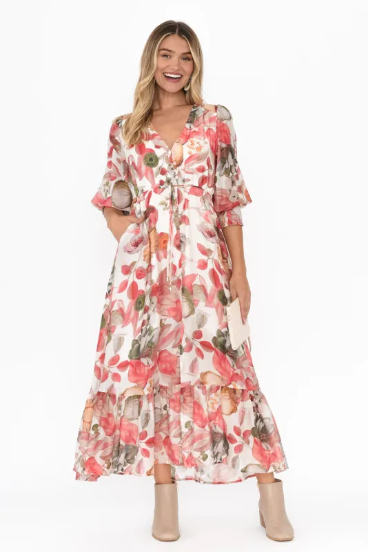 Gilda Red Floral Tie Dress sold by Blue Bungalow