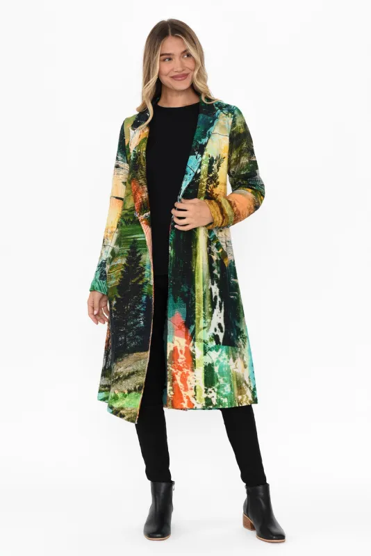 Rimini Green Abstract Cotton Coat sold by Blue Bungalow