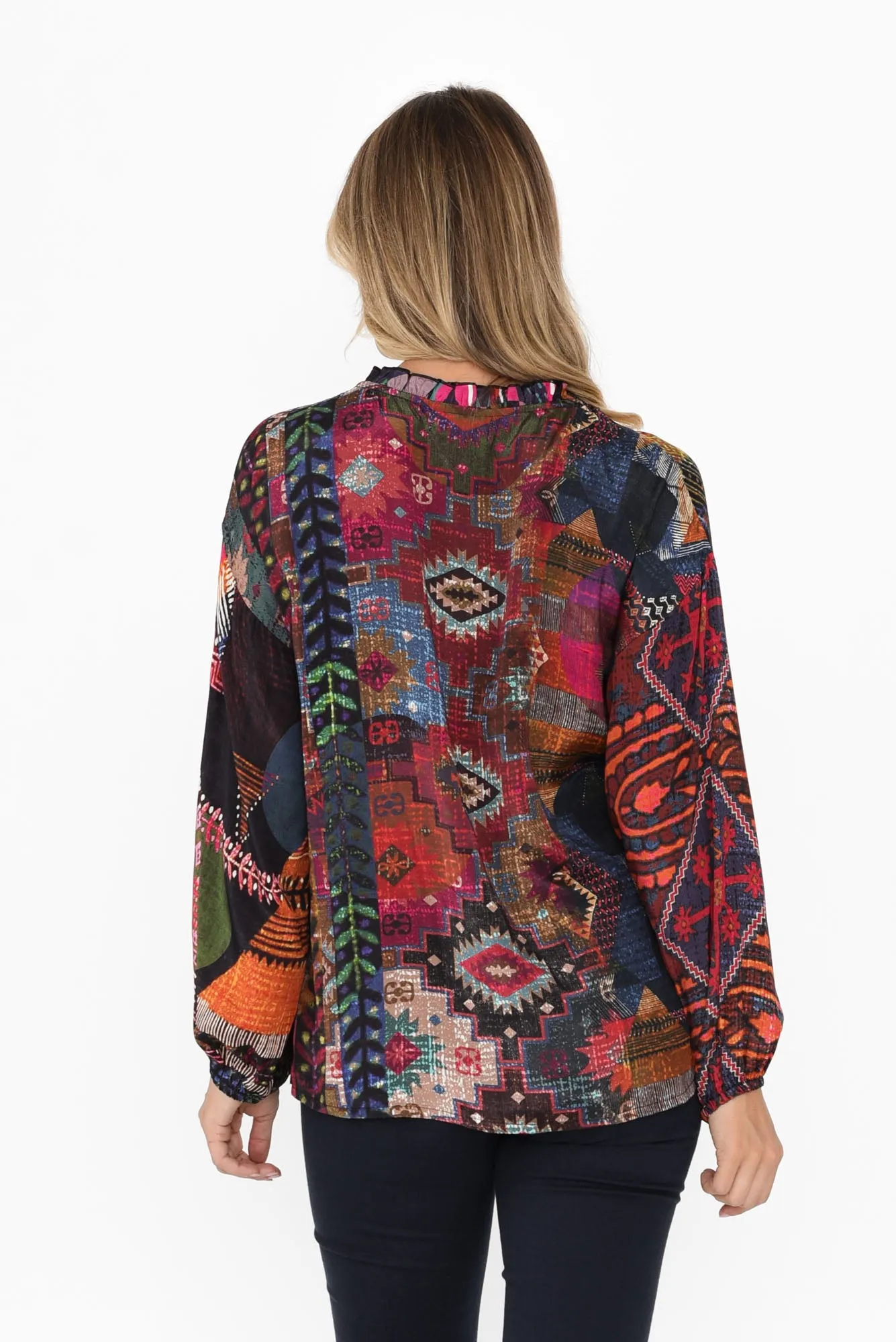 Fable Navy Geo Button Blouse sold by Blue Bungalow product image thumbnail 4