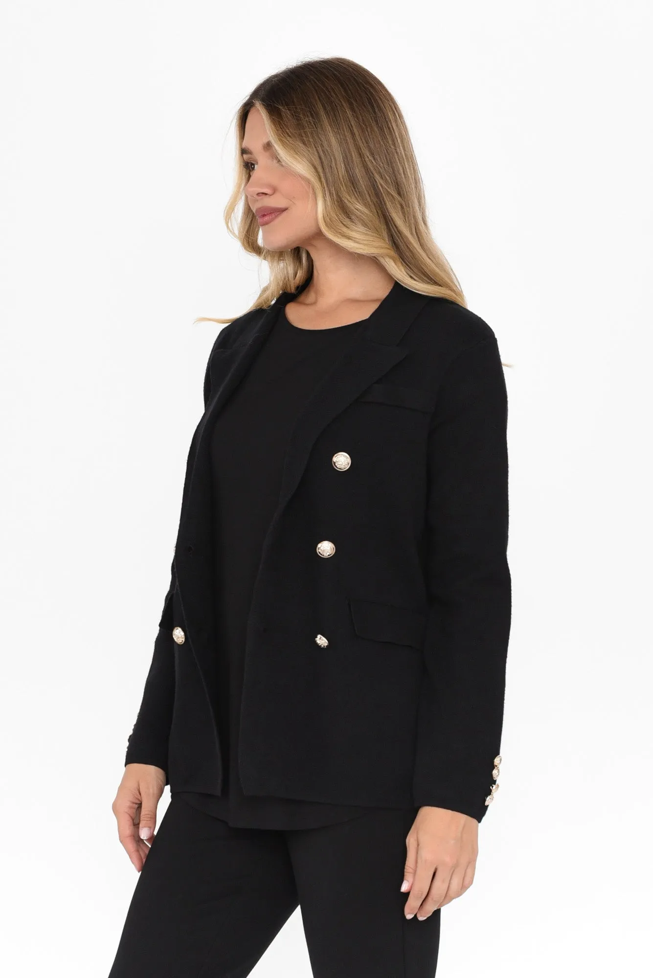 Lucy Black Double Breasted Jacket sold by Blue Bungalow product image thumbnail 3