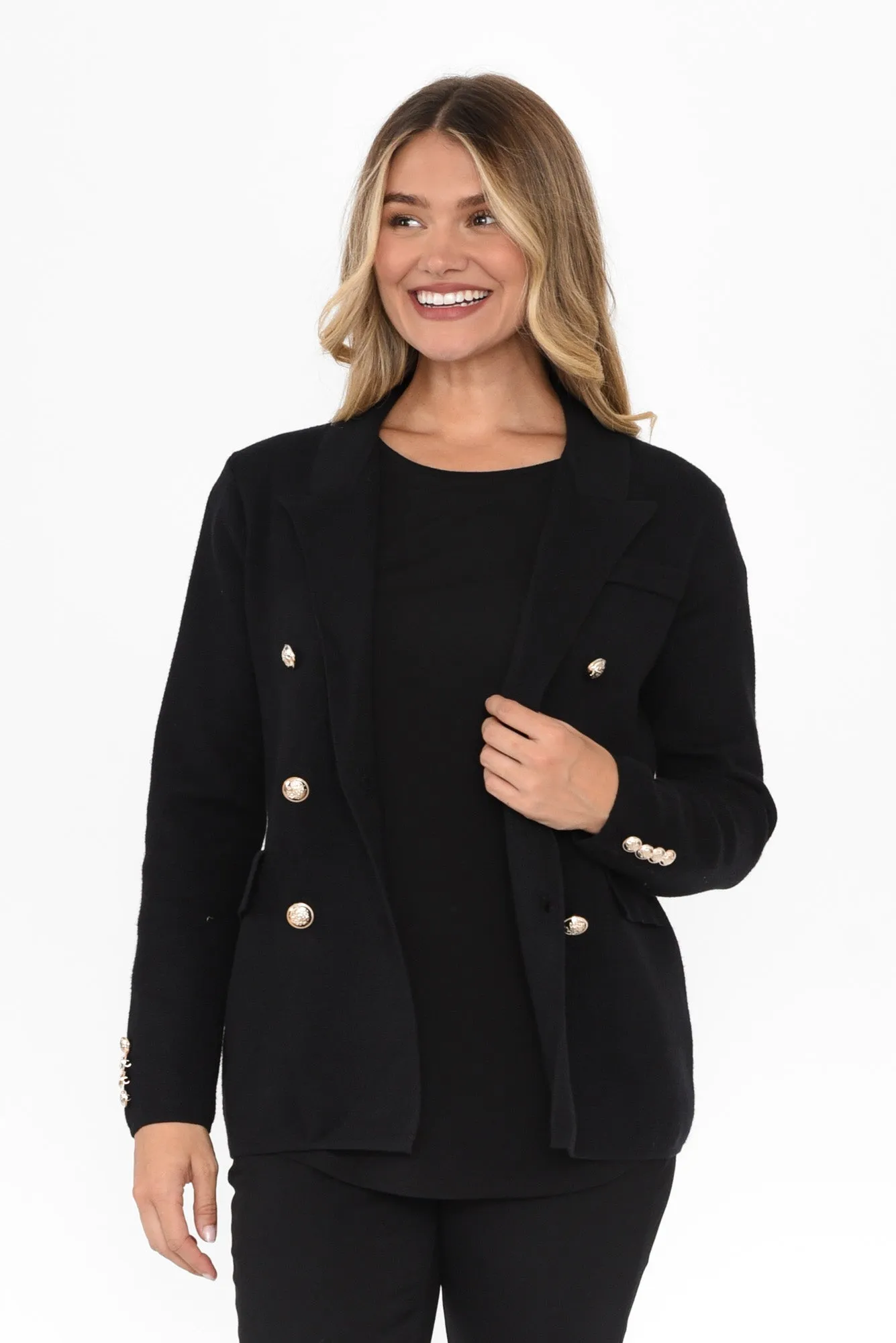 Lucy Black Double Breasted Jacket sold by Blue Bungalow