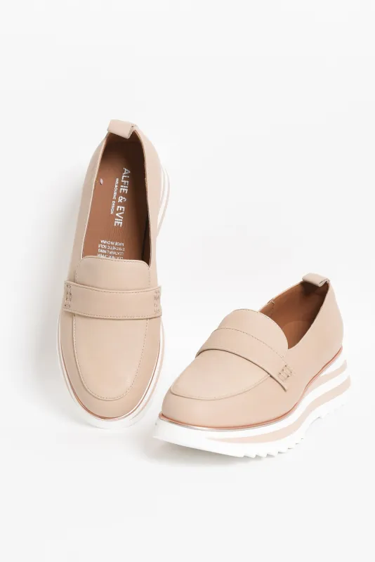Hercules Nude Leather Platform Loafer sold by Blue Bungalow